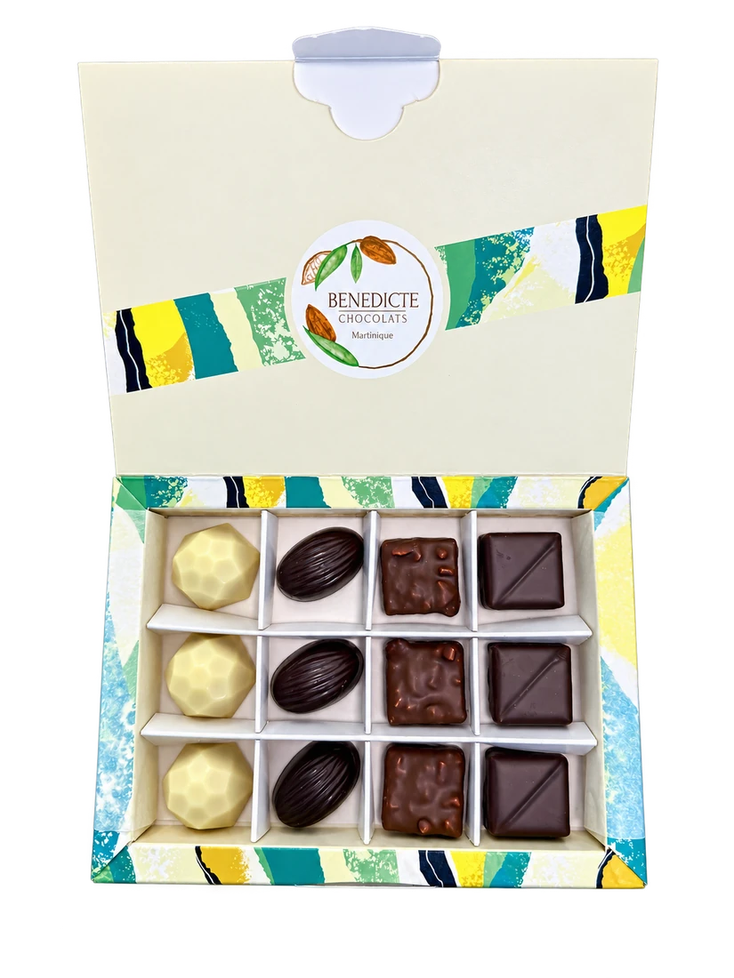 Assortiment de 12 bonbons de chocolat, gamme Classique, Maison Bénédicte