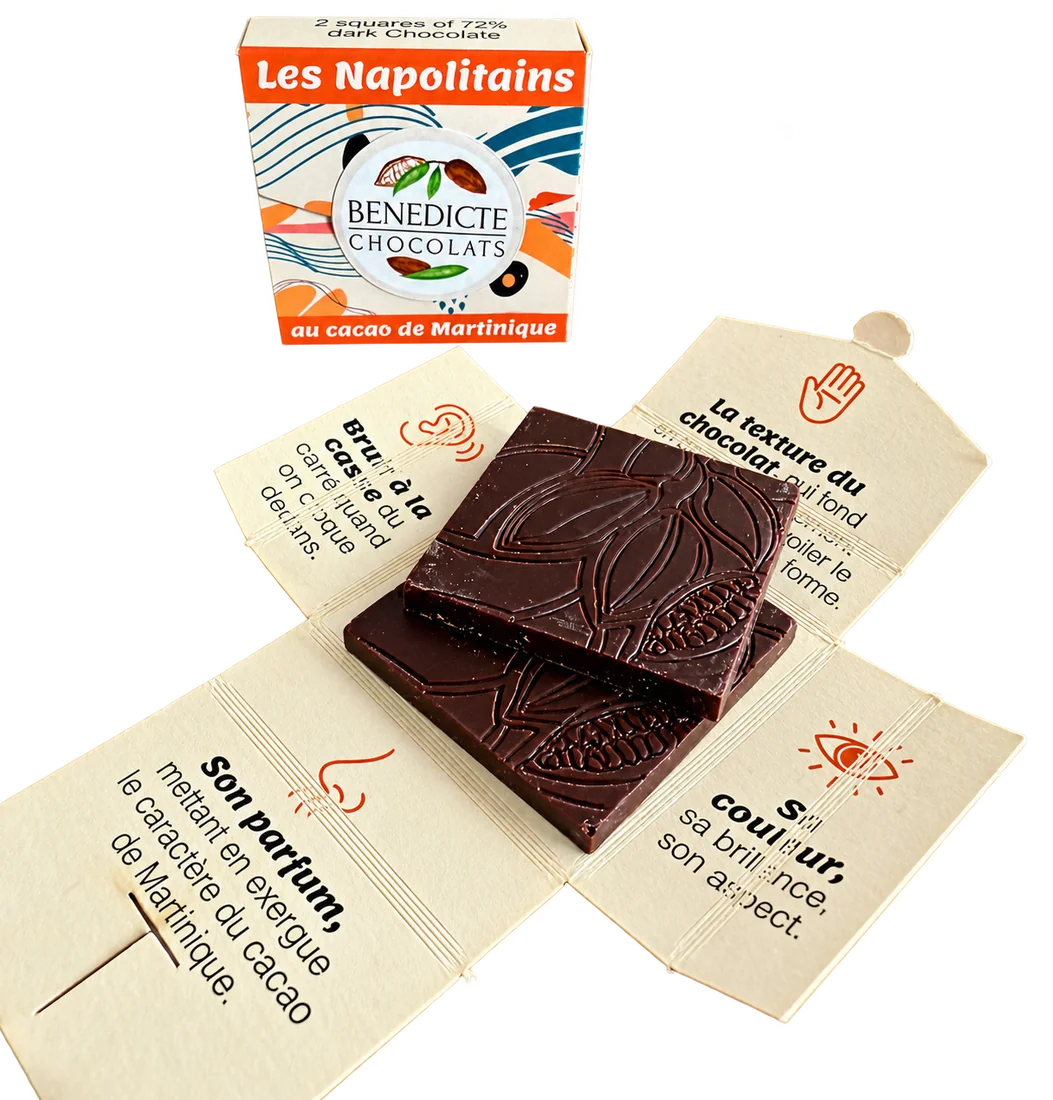 Écrin de napolitains avec son livret de dégustation, Maison Bénédicte