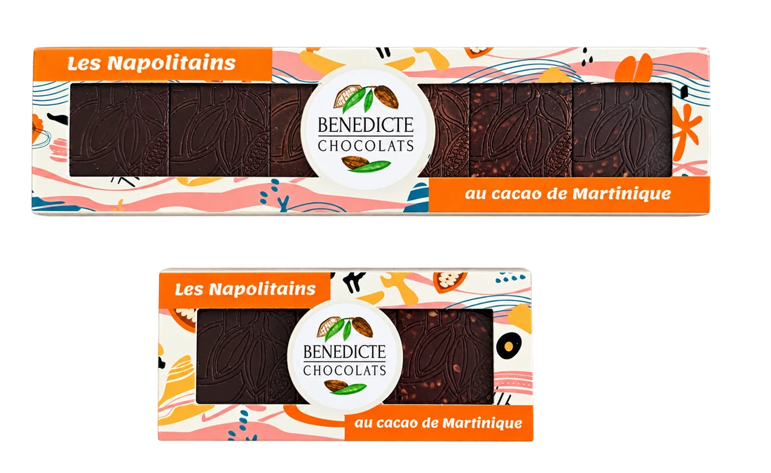 Réglettes de napolitains au cacao de Martinique, deux formats